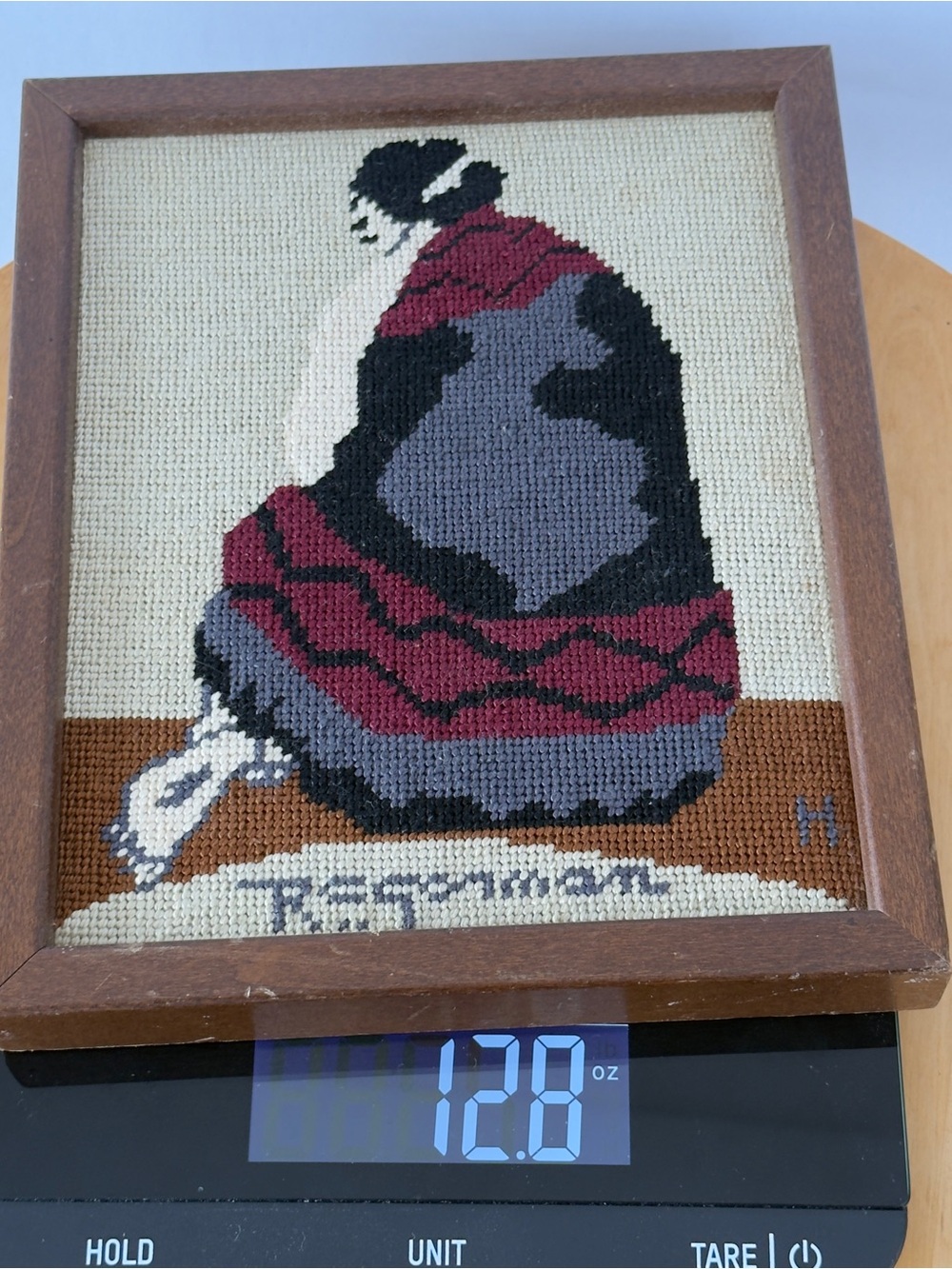 1980 RC Gorman Native American Navajo Woman in a Blanket Needlepoint Art - Picture 9 of 9